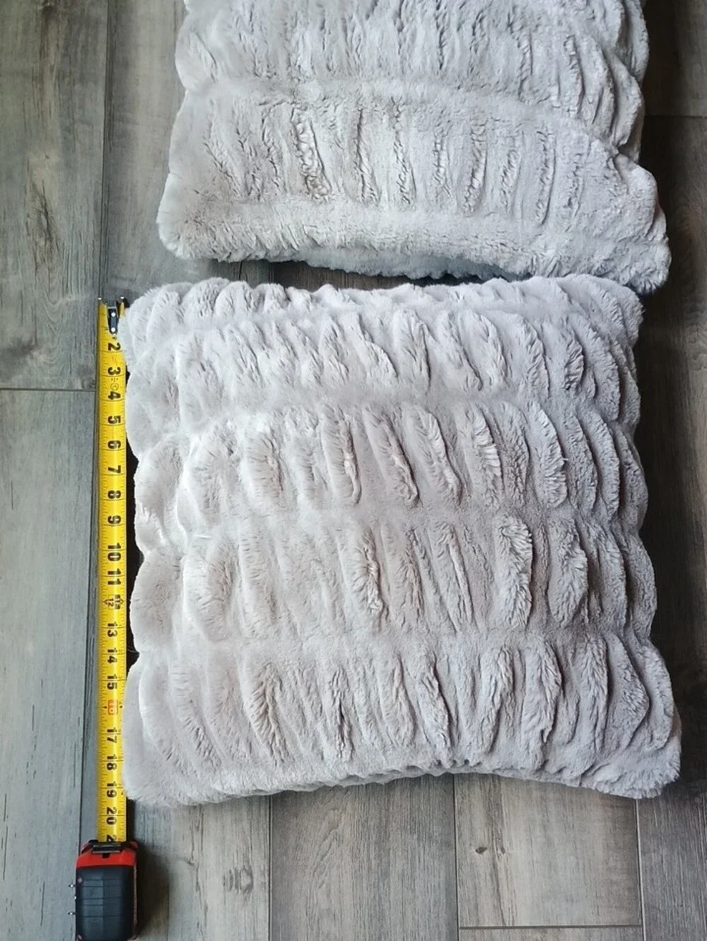 Pottery Barn Plush Faux Fur Pillows - Gray With Down Inserts